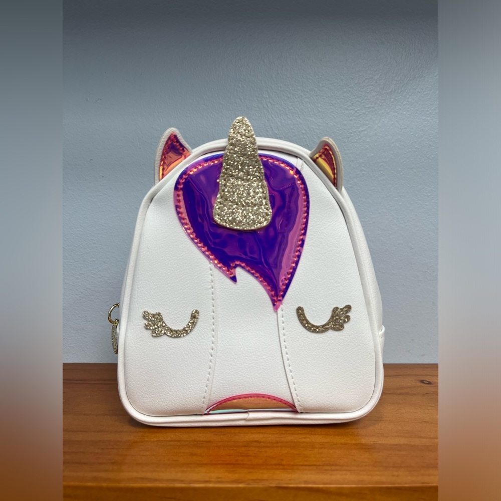 BATH & BODY WORKS Unicorn White Gold Purple Pink Cosmetic Bag Used Spot Inside